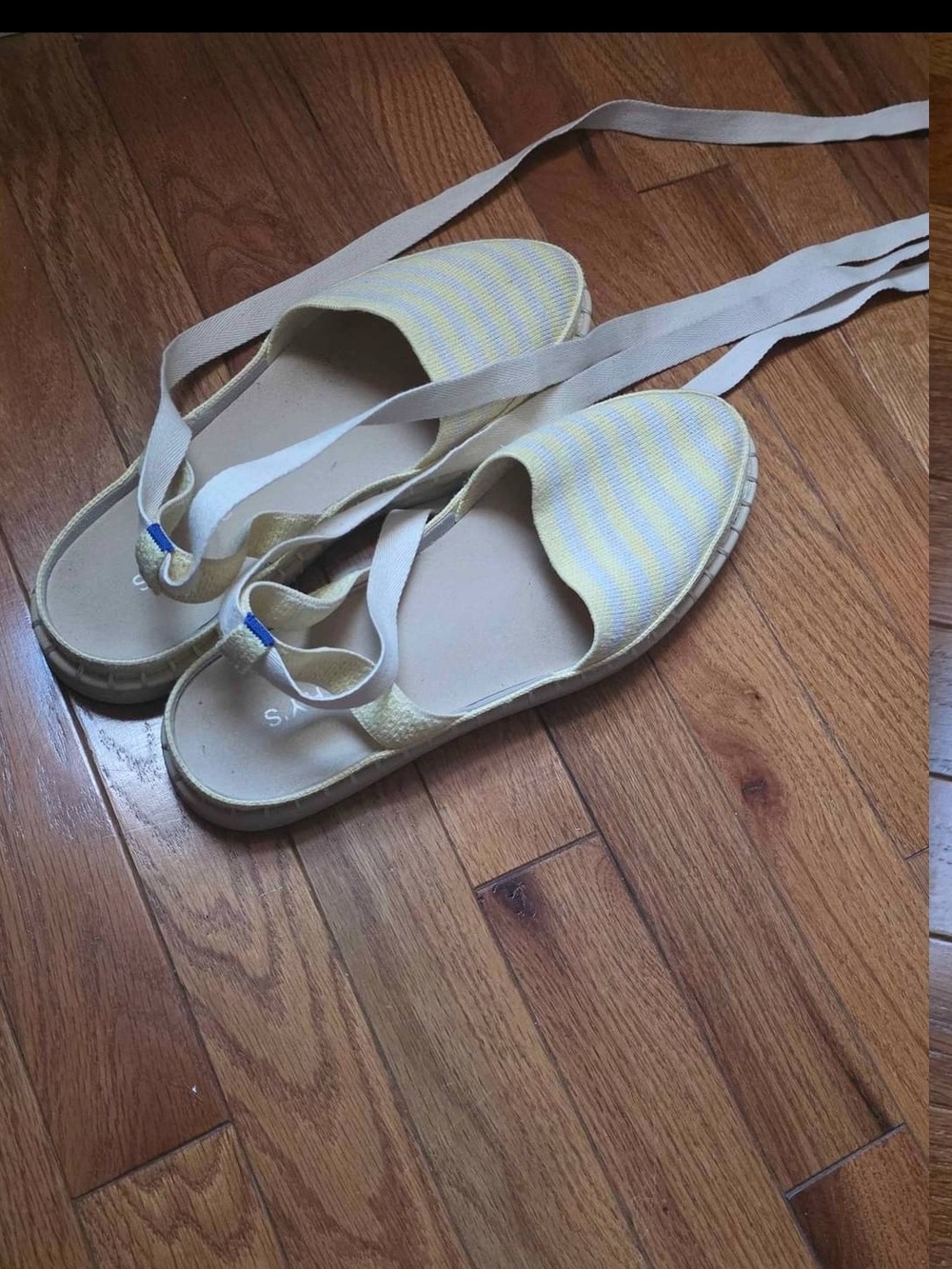 Rothy's Yellow and White Striped Espadrille Sandals - Picture 4 of 5